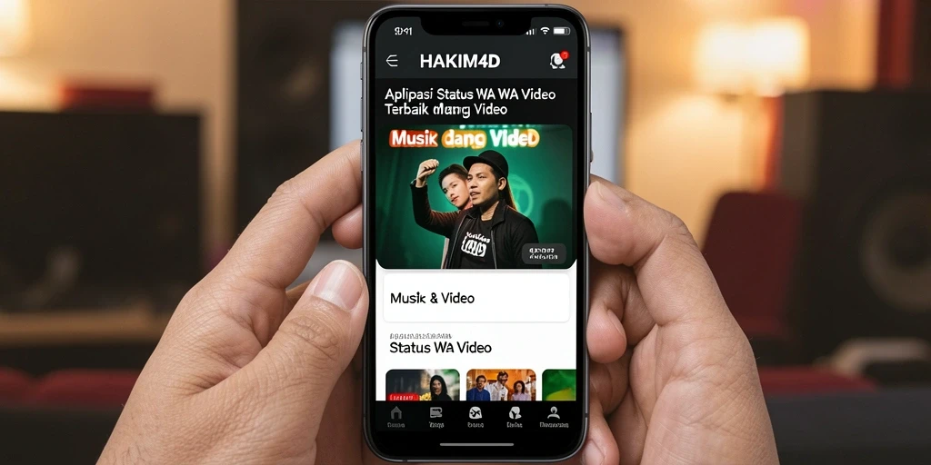 Tampilan antarmuka HAKIM4D menampilkan koleksi video Status WA yang menarik.