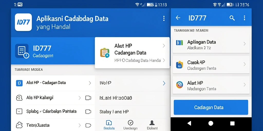 Tampilan antarmuka ID777 untuk pencadangan data yang efisien.