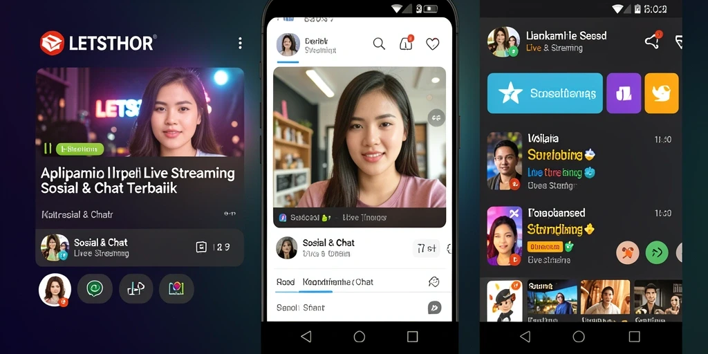 Antarmuka aplikasi LETSTHOR dengan fitur Live Streaming yang menarik.