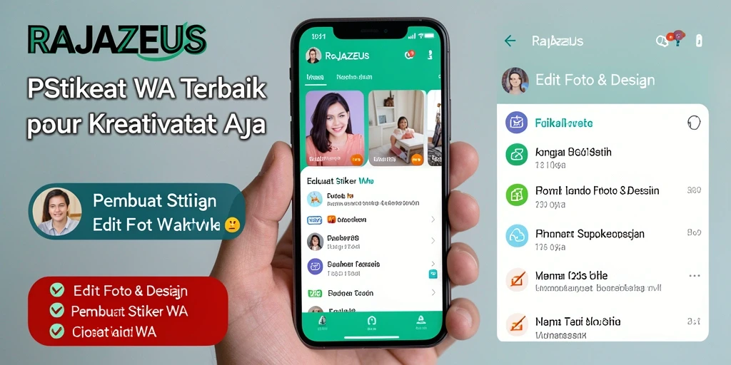 Tampilan antarmuka pembuatan stiker RAJAZEUS yang intuitif dan mudah digunakan.