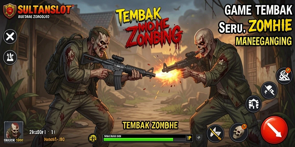 Antarmuka menarik SULTANSLOT dengan aksi Tembak Zombie.