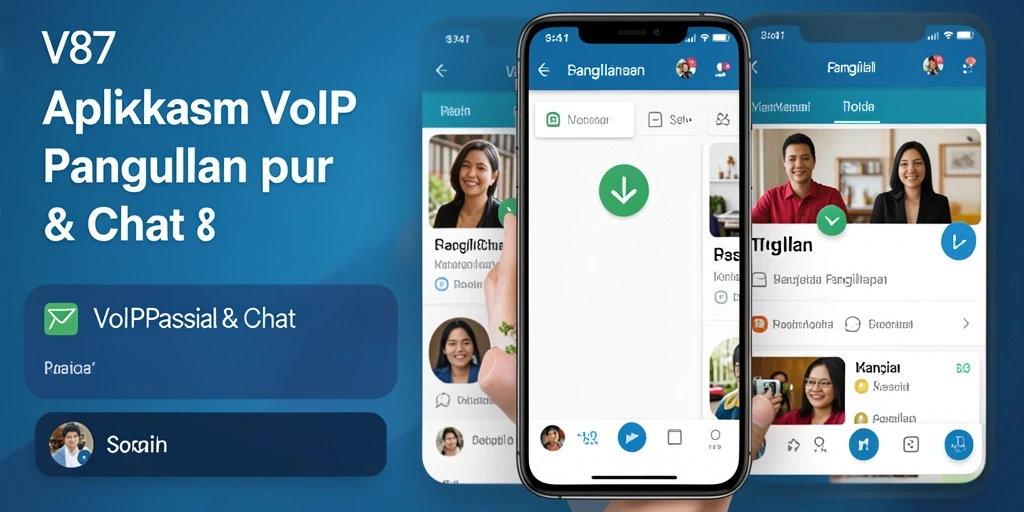 Antarmuka aplikasi V87 yang sederhana dan fungsional dalam VoIP Panggilan.