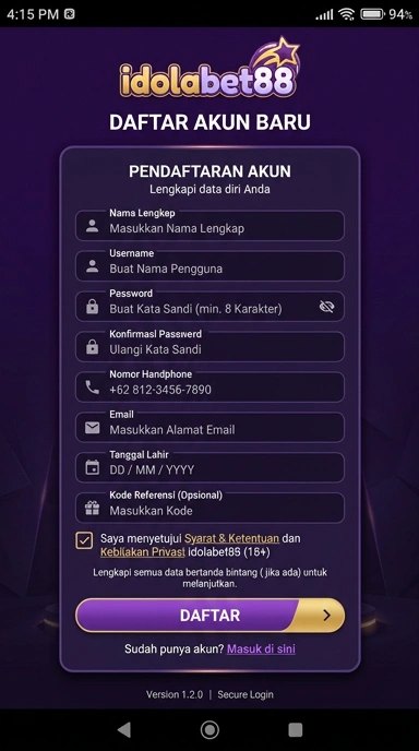 Panduan Daftar Akun Baru Idolabet88 untuk Android